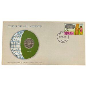 Coins Of All Nations Liberia 1978 Franklin Mint Edition With Stamp & Certificate